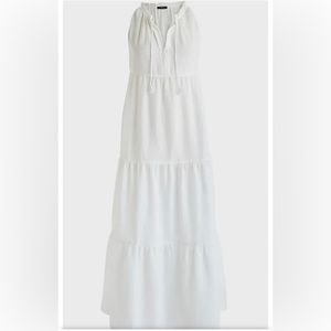 J. Crew White Sleeveless Tiered Maxi Dress